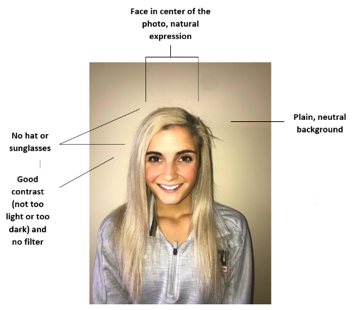 Example of a good ID photo (see list above for requirements)